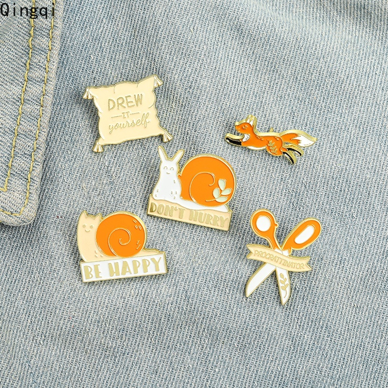 Bros Pin Enamel Desain Kartun Gunting Siput Rubah Untuk Hadiah