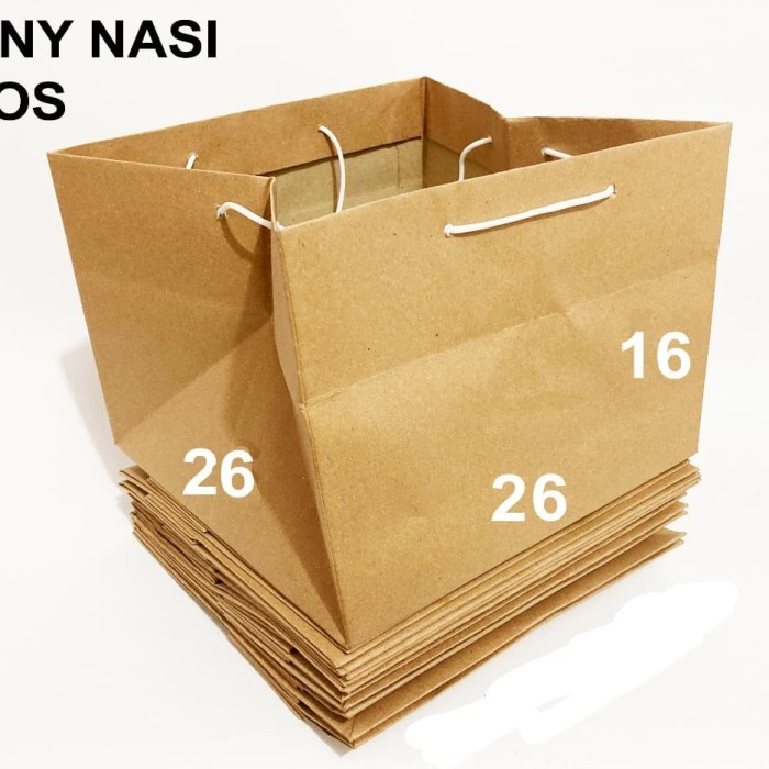 

✨ BISA COD ✨ Dijual Paper Bag Box Nasi Polos ( 26 X 26 X 16) - 12 Pcs (1 Lusin)