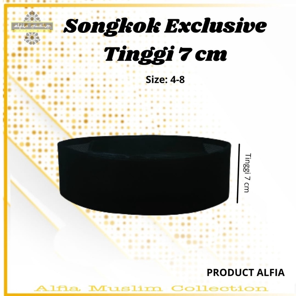 Songkok Hitam Tinggi 7cm Songkok Nasional Peci Hitam Alfia Songko Hitam Pendek Peci Hitam Pendek