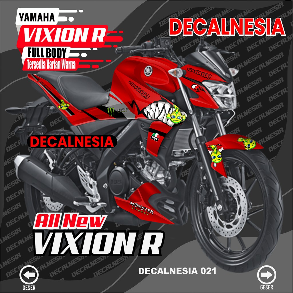Decal Stiker Motor Vixion R 155 New Modifikasi Variasi Sticker Vixion R Full Body Motif Shark