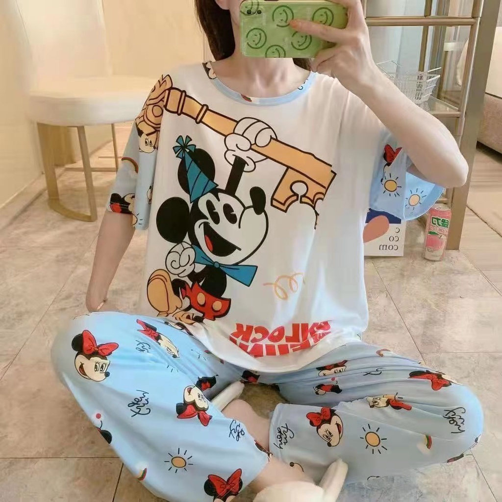 Piyama CP wanita baju tidur import jumbo/bigsize-CP MICKY KEY