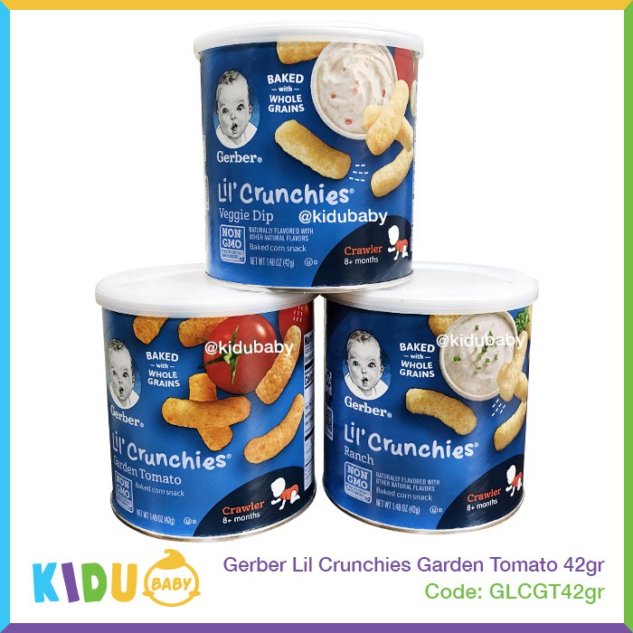 Cemilan Bayi Gerber Lil Crunchies Veggie Dip & Crunchies Ranch & Garden Tomato 42gr Kidu Baby