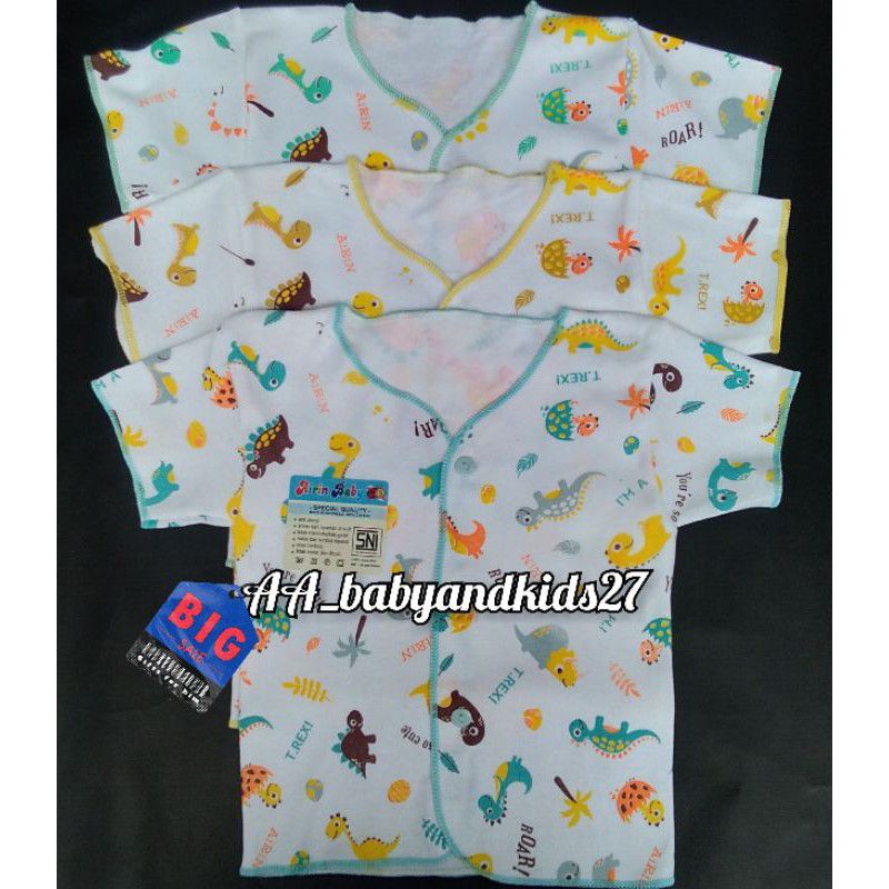 3 PC Airin Baju Bayi Lengan Pendek Full Print SNI Motif Random