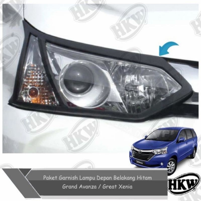 Paket Garnish Lampu Depan Belakang Hitam Mobil Grand Avanza