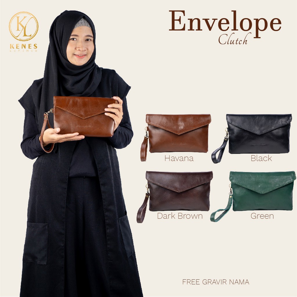 Clutch Wanita Kulit Asli - Leather Clutch - ENVELOPE - Kenes Leather