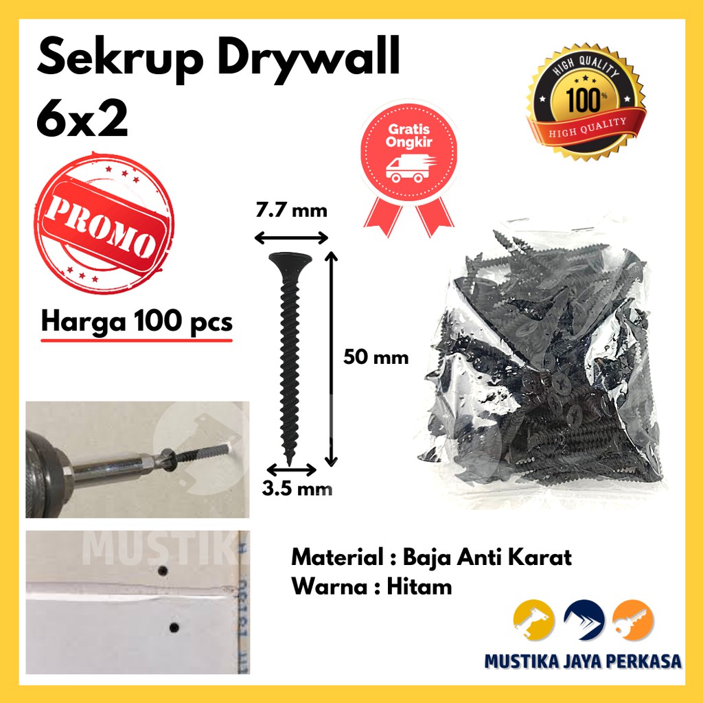 Sekrup Drywall 6x2 (100Pcs)