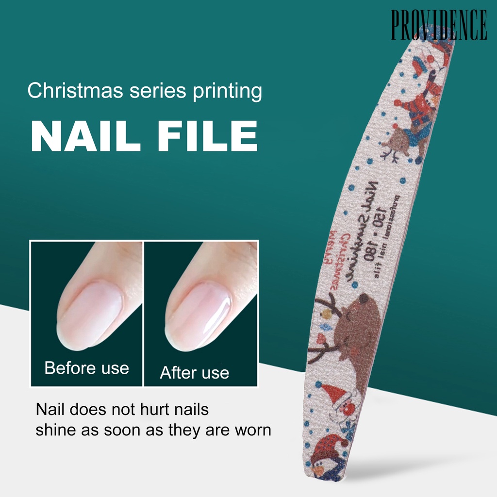 Providence Christmas Printed Nail File Half Moon Shape Sandpaper Nail Buffer Colorful Professional Manicure Tools for Female