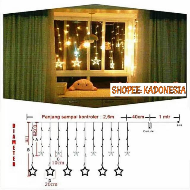 KADO014 - Dekorasi Kamar Ala Tumblr Lampu Wishing Star