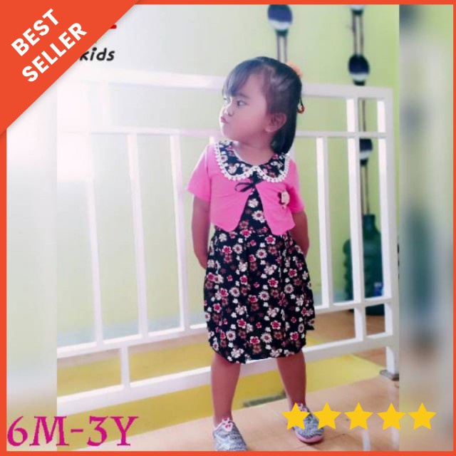 0-3T Dress anak IMPOR/dress anak perempuan/PRINTED  DRESS/dress 100% KATUN PREMIUM QUALITY