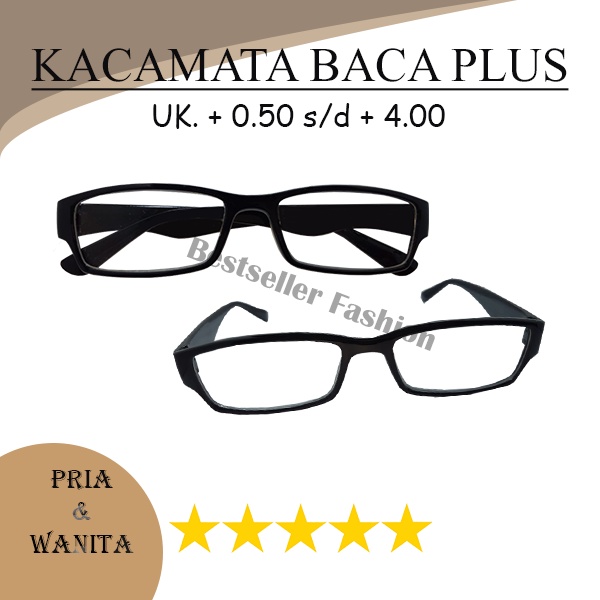 Kacamata Baca (+) uk +0.50 s/d +4.00 untuk pria dan wanita Kacamata Rabun Dekat Bingkai Hitam Reading Glasses Full Plus NOCASE