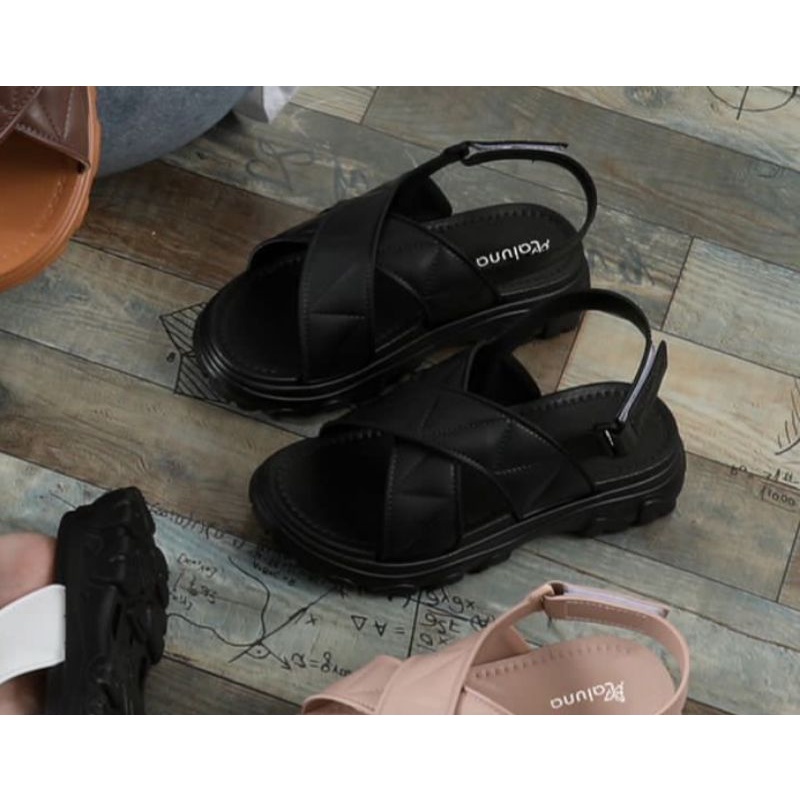 SEPATU SANDAL WANITA IMPORT SANDAL WADGES TALI BELAKANG VELCRO SANDAL SELOP SILANG PEREMPUAN