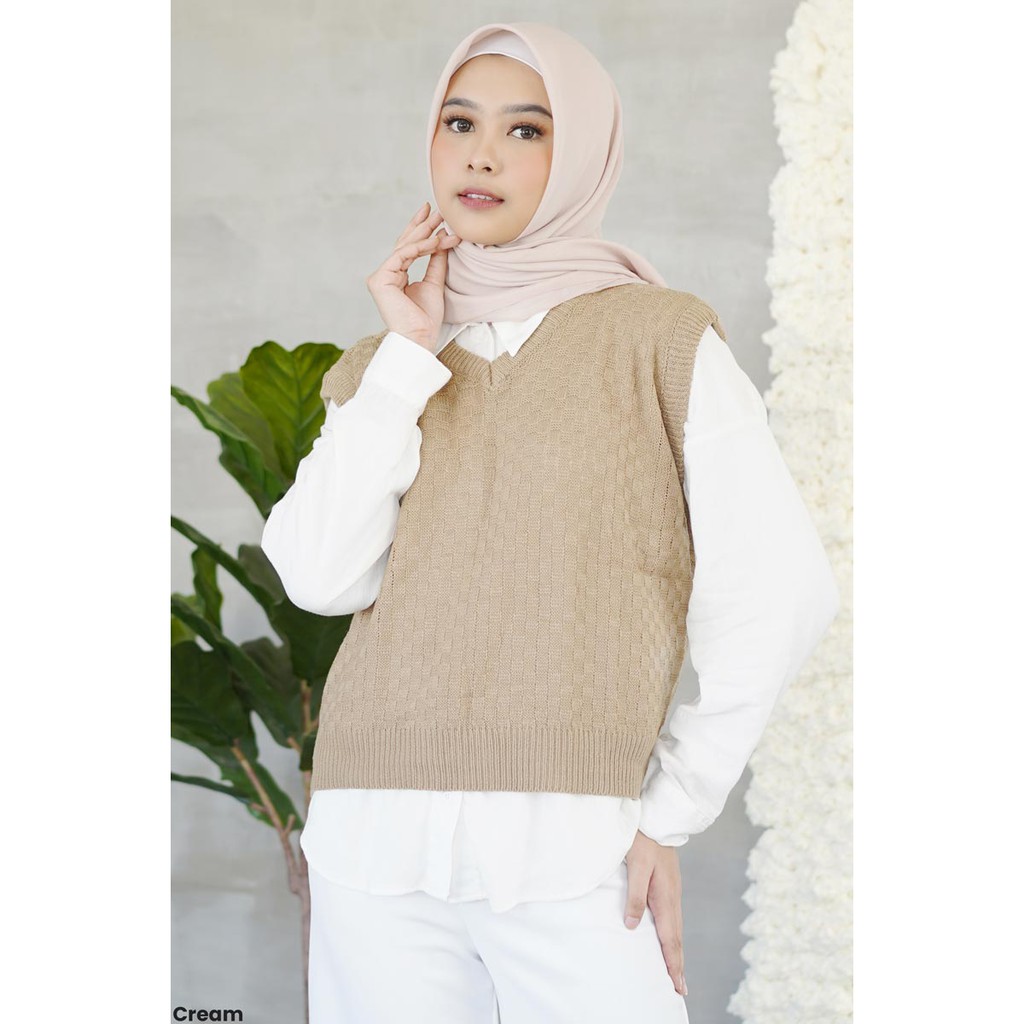 Chess Knit Vest Rompi Rajut Wanita