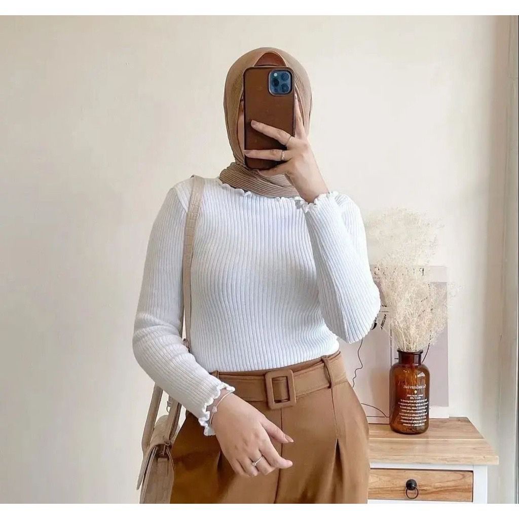 Zelline official rajut turtleneck curly