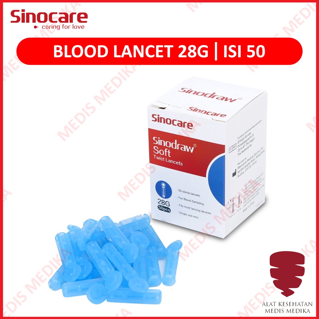 Sinocare Blood Lancet Bekam 28G Isi 50 Alat Bantu Jarum Pengambil Darah 28 G