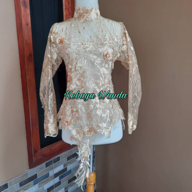 Kebaya Atasan Bunga 3D Tulle Akar Mutiara / Gaun Pengantin / Kebaya Wisuda Modern