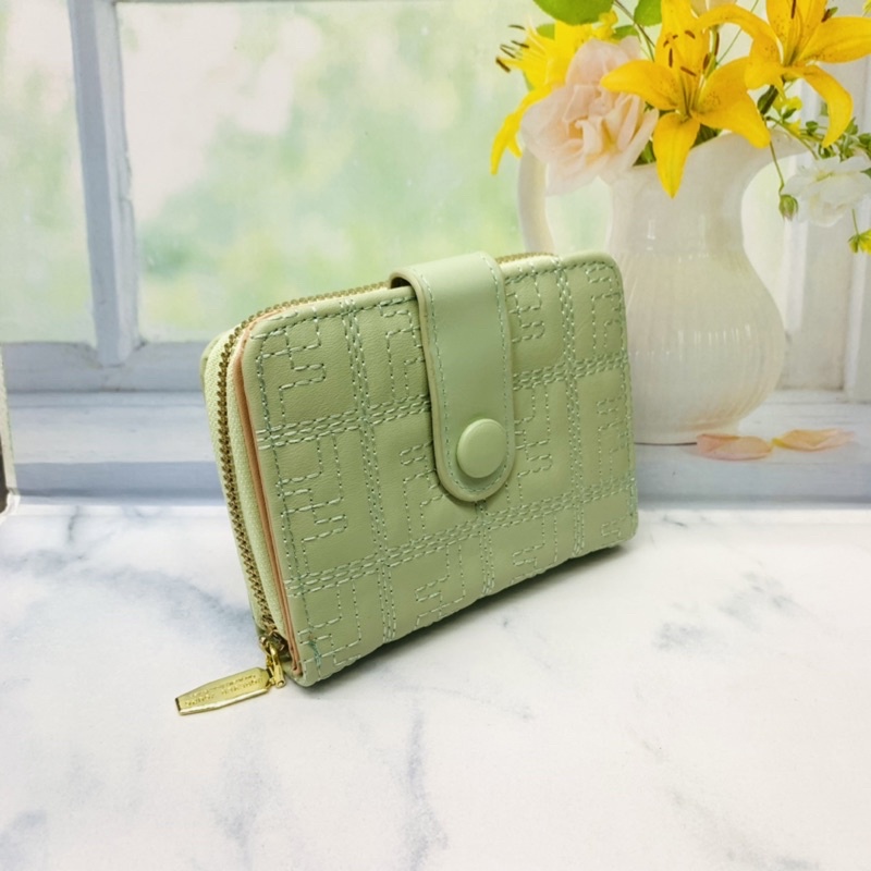 DOMPET KECIL WANITA IMPORT KANCING KECIL BORDIR KASUAL SIMPLE