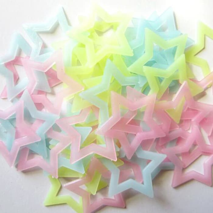 Swopply HL0023 Stiker Bintang Bolong 50 Pcs Sticker Star Glow In The Dark Hiasan Dekorasi Kamar