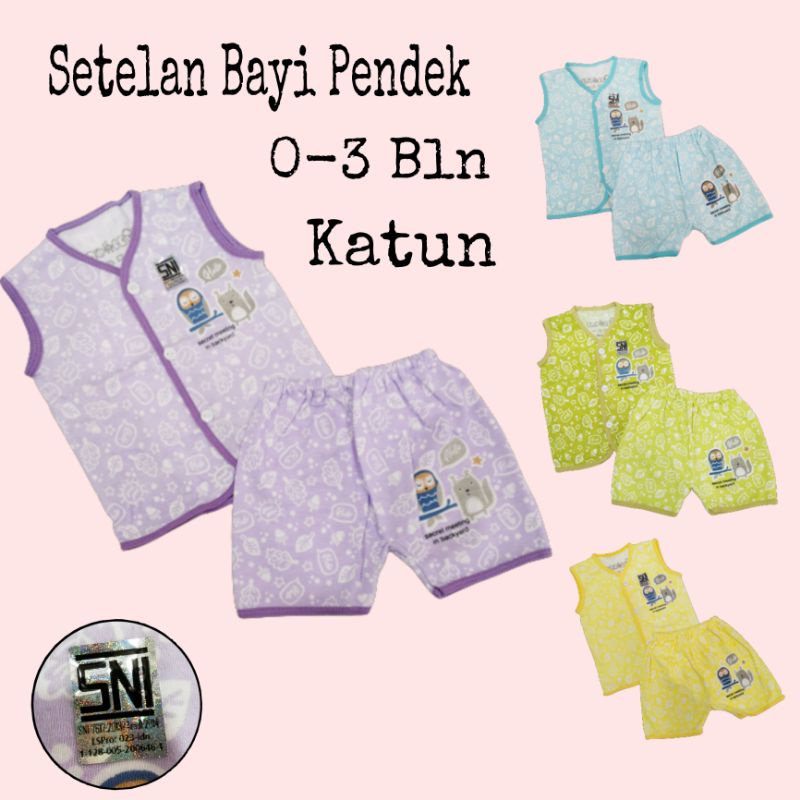 2Pc Baju Bayi NewBorn Setelan Pendek Kutung Panjang SNI Bayi 0-3 Bulan Baru Lahir  TROLEY