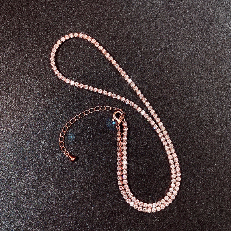 Kalung Rantai Choker Hias Full Paved CZ Berkilau Serbaguna Untuk Wanita