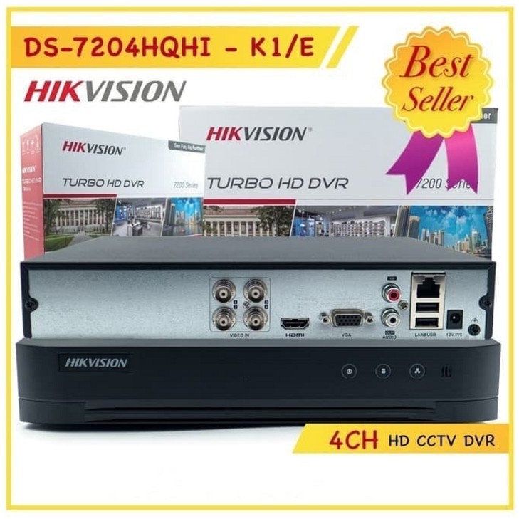 Jual DVR Hikvision 4 Channel DS 7204 HQHI-K1 E Support Audio | Shopee ...