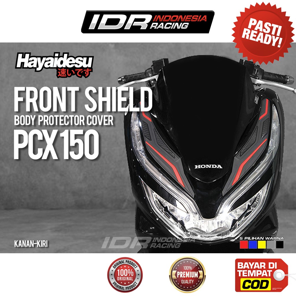 Hayaidesu Front Shield Cover PCX Kiri Kanan Tameng Depan Aksesoris Variasi Body Protector Karet