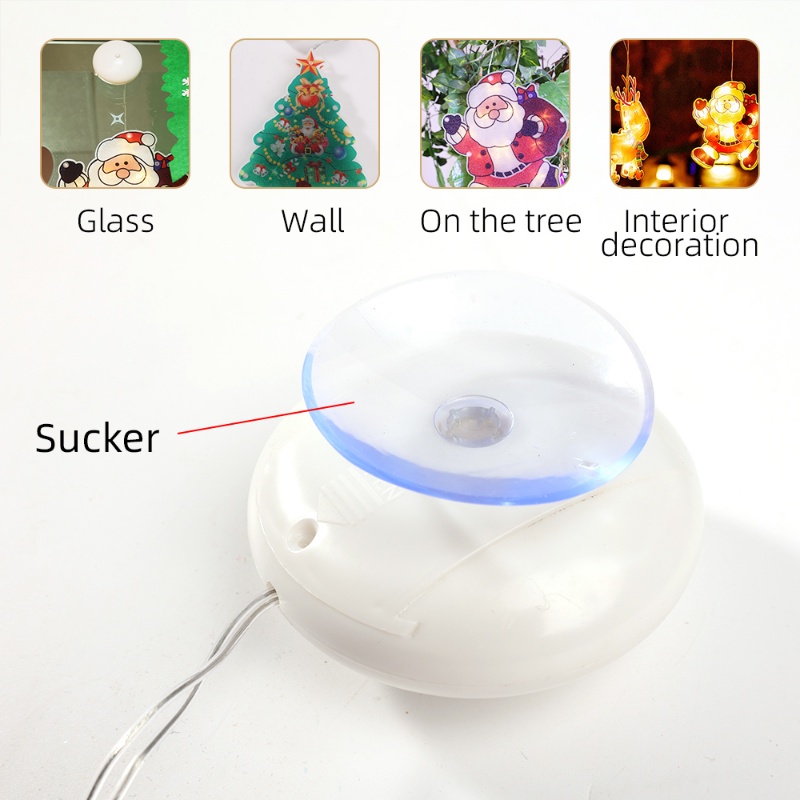 Lampu LED Bentuk Santa Claus Snowman Elk Dengan Suction Cup Untuk Dekorasi Natal