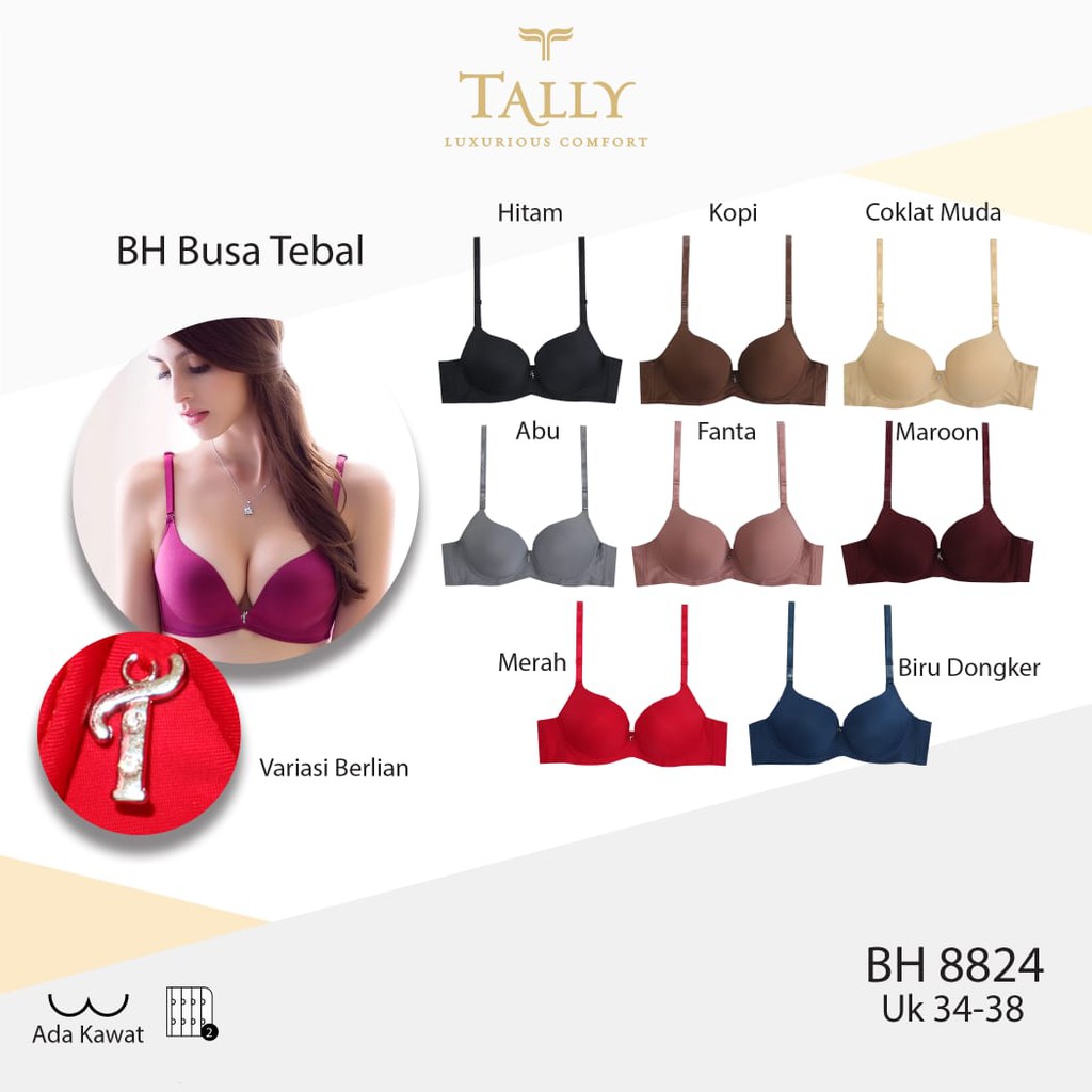 Bra Push Up Tally 8824 dengan Busa Tebal dan Empuk serta Berkawat dan Kait dua