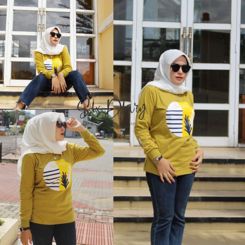 Kaos Wanita Baju Tangan Panjang Six Diary Original