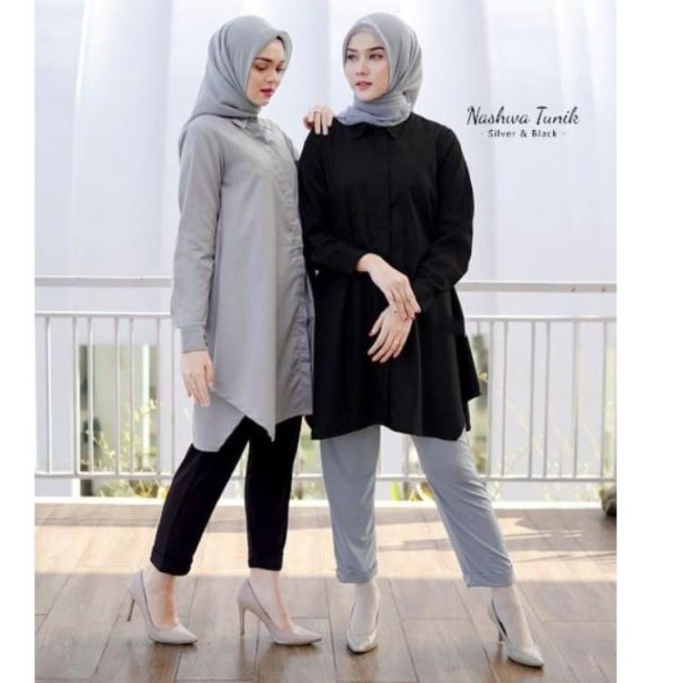 LANGSUNG KIRIM.. BAJU TUNIK NASHWA BAJU KEMEJA TUNIK MUSLIMAH WANITA DEWASA. BAHAN TOYOBO IMPORT JAP