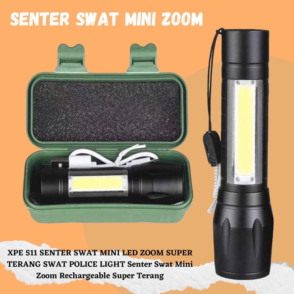 Terlaris!! Senter Swat Mini Zoom / Senter Police LED Super Terang Swat Police