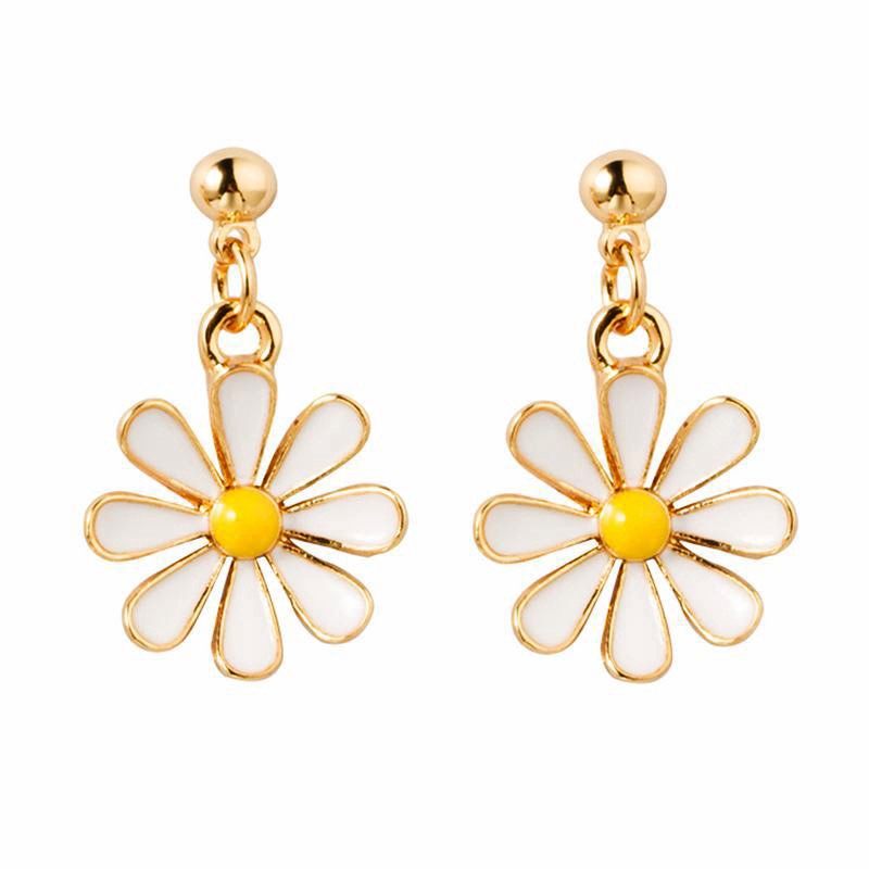 Anting Tusuk Gantung Desain Bunga Daisy Gaya Korea Untuk Wanita