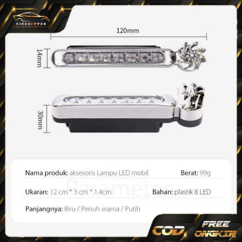 Lampu Kabut LED Bertenaga Angin Daytime Running Light Car