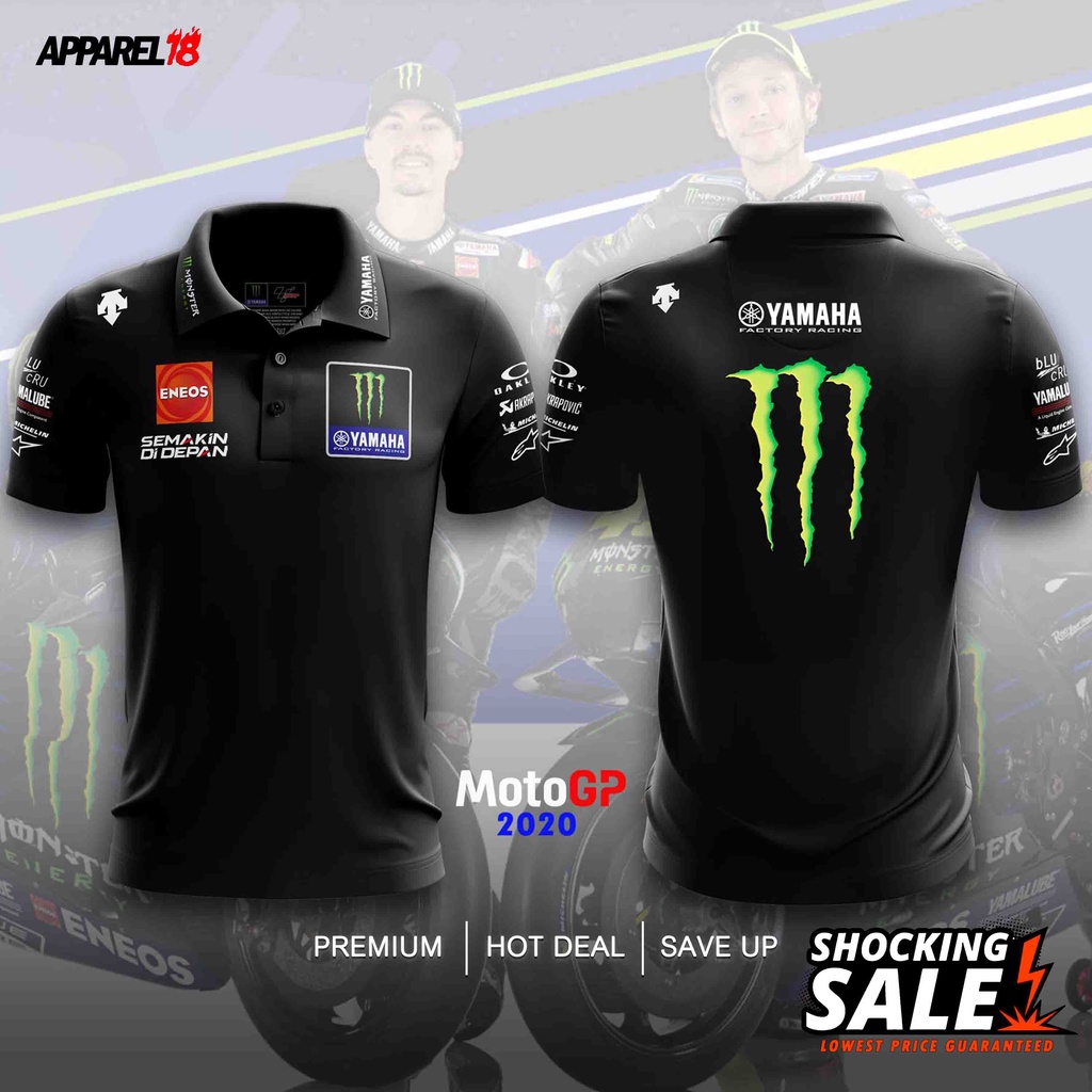 POLO LOGO MIX [Premium] T-Shirt Polo Collar Yamaha Monster 2020 (custom Design) - Black XS-3XL / LOG
