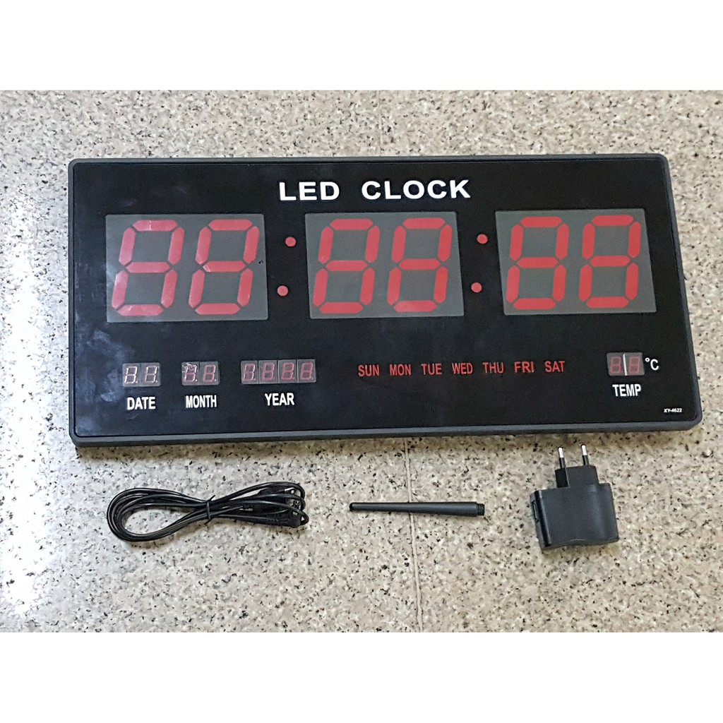 Digital LED Clock XY-4622 ( ukuran : 46cm x 22cm ) LED MERAH