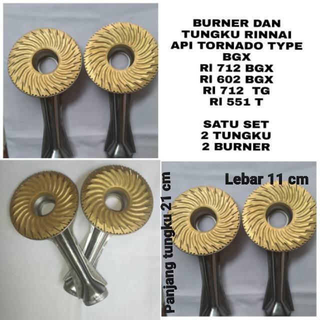 Tungku Dan Burner Kompor Gas Rinnai Type Bgx Satu Set Kanan Dan Kiri Shopee Indonesia