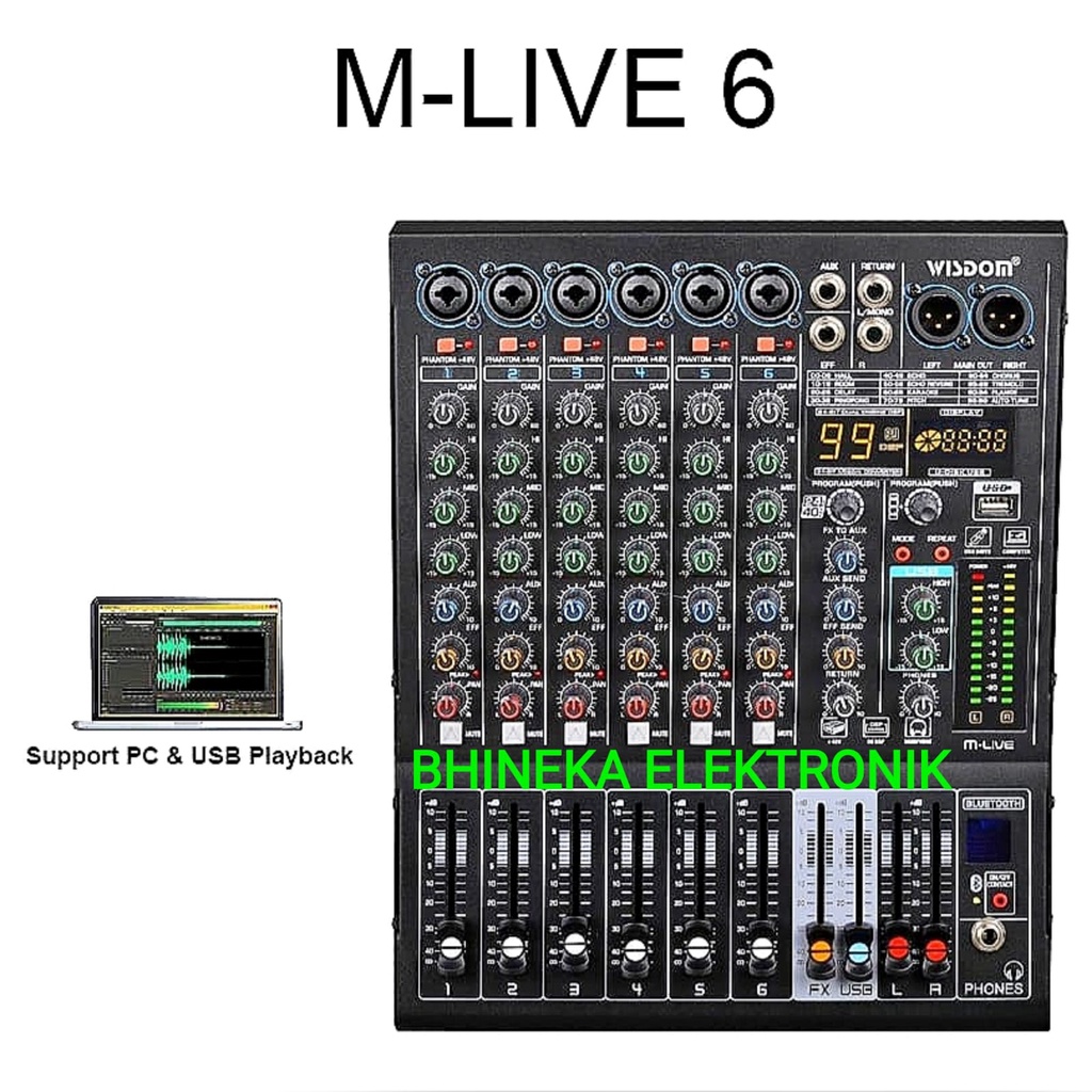 Mixer Wisdom M-LIVE 6 / M LIVE6 / M LIVE 6 mixer 6 channel original