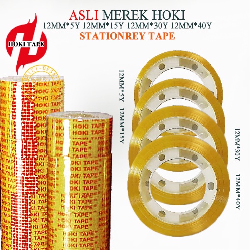 MERAK HOKI ASLI FULL MURAH 1 Pcs Stationery Tape 12mmx5Y / 12mm x15Y / 12mmx30Y / 12mmx40Y Dan Selotip / Isolasi /Solatip