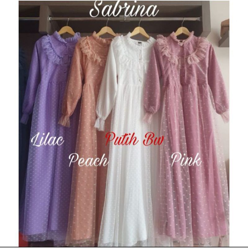 sabrina dress tile dot full furing // gamis brukat tile polka