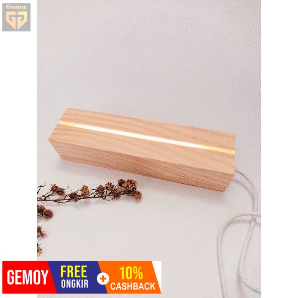 Gemoy STAND KAYU/TATAKAN KAYU/WOODEN STANDING AKRILIK LAMPU LED