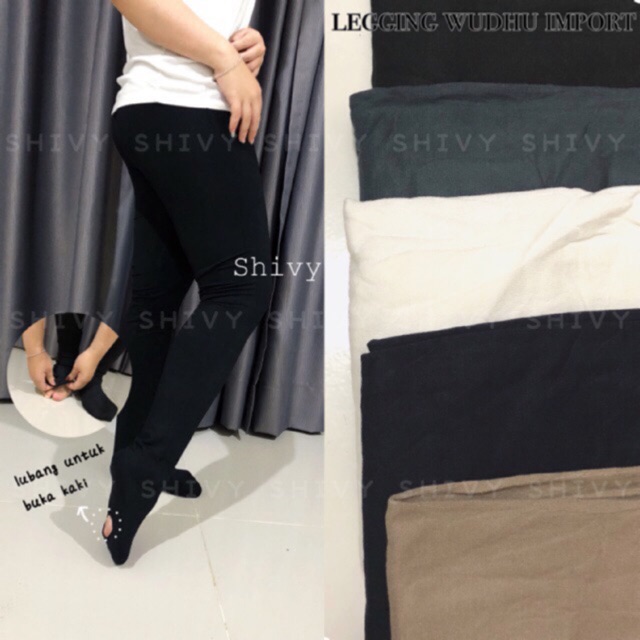 Legging Wudhu Tutup Kaki Wanita Import Premium Katun Melar Jumbo