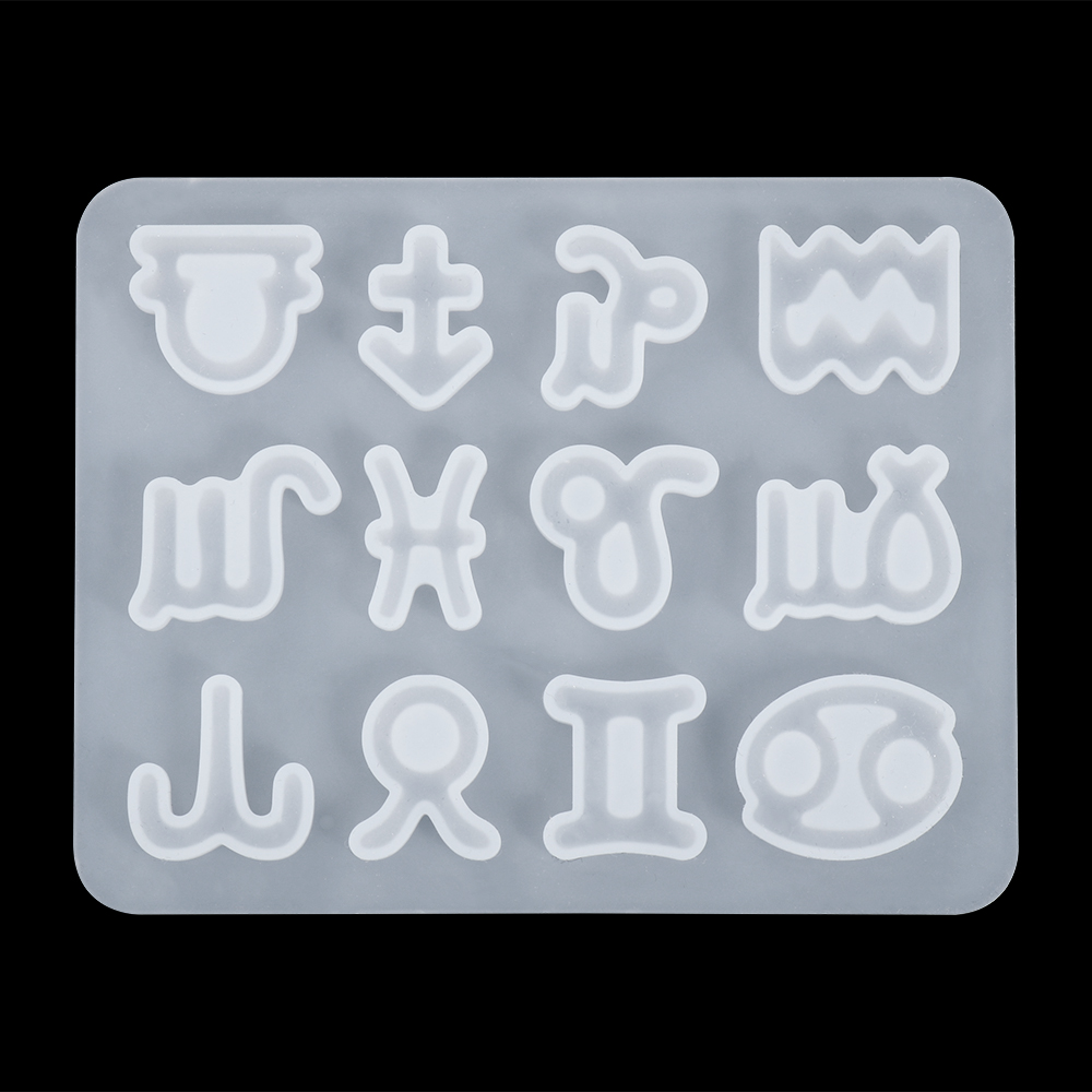 Suyou Cetakan Resin Epoksi 12 Rasi Bintang Bahan Silikon Untuk Liontin / Gantungan Kunci / Craft Diy