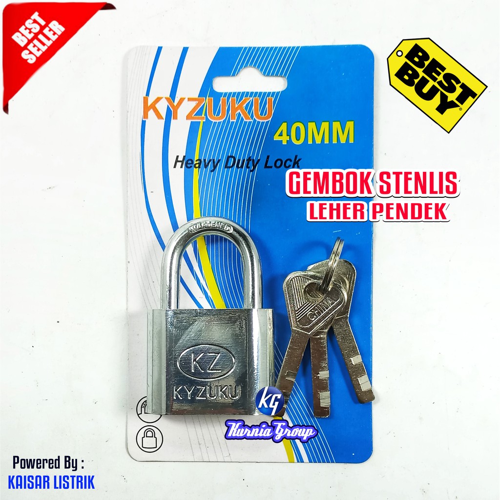 Gembok Stenlis 40mm Leher Pendek Iron Pad lock Kunci Gembok Pintu Garasi Anti Potong Maling Konci