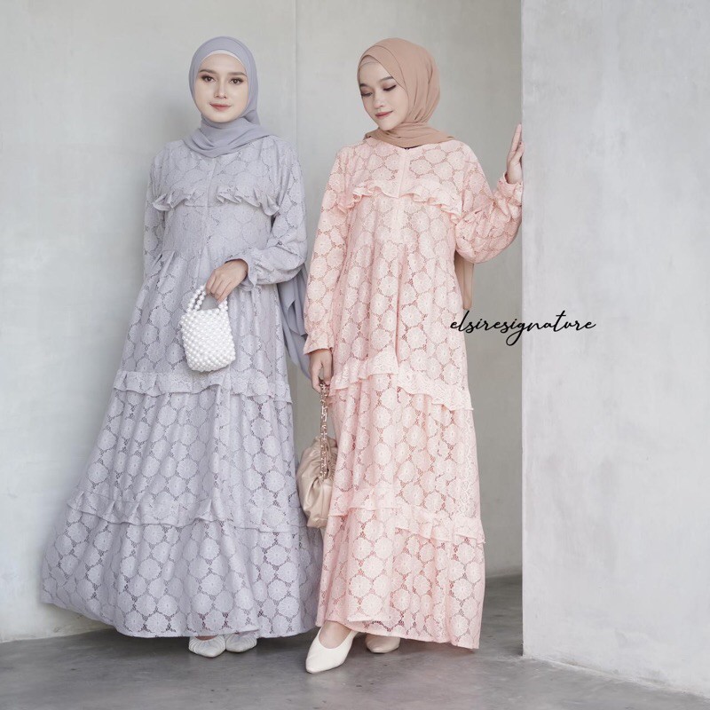 RAINA DRESS BY ELSIRE dress bruklat tule premium realpict tidak ori uang kembali