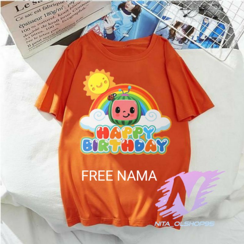 kaos anak cocomelon birthday gratis nama