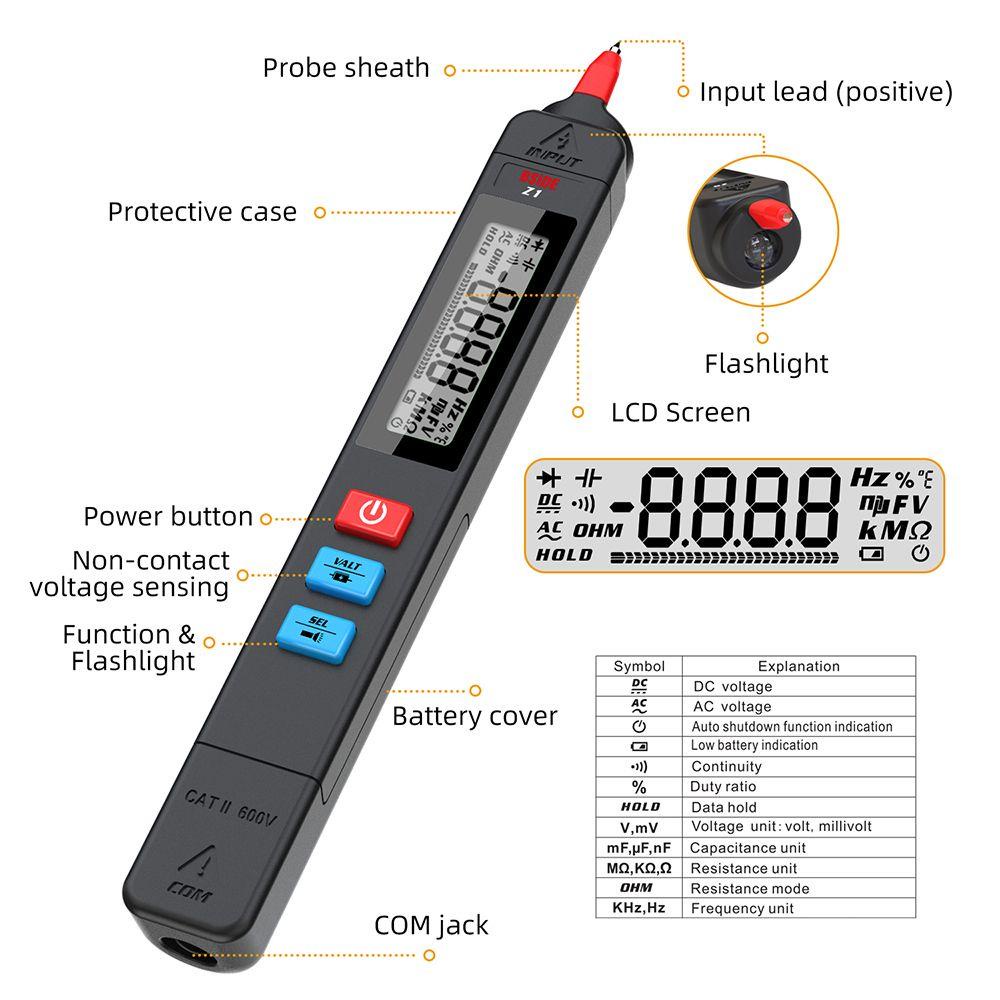 Top BSIDE Z1 pen Tester Detektor Tegangan Listrik True RMS Ohm Hz NCV