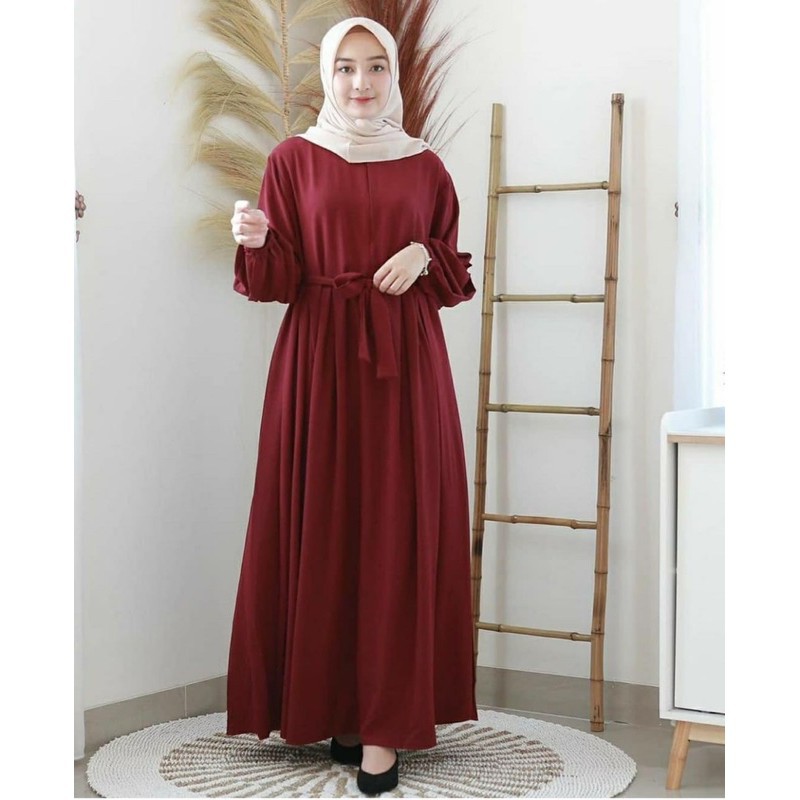 Baju Gamis Wanita Muslim Terbaru Sandira Dress cantik Murah kekinian GMS01 WN 1-LARISA MAROON