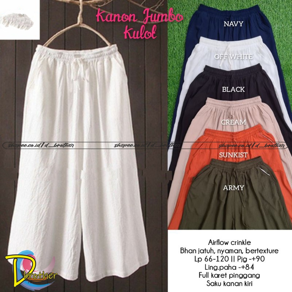 KANON CELANA KULOT CRINCKLE | KULOT JUMBO WANITA BAHAN CRINKLE | KULOT BASIC AIRFLOW | RUBY KULOT JUMBO