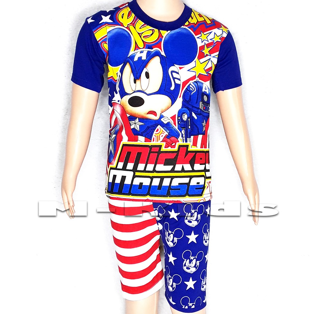 MKids88 - Baju Setelan Kaos Anak Laki-Laki Kapten Amerika versi MICKEY MOUSE Kaos Captain America MICKEY