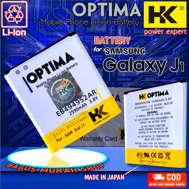 Baterai Batre Battery Samsung galaxy J1 DOUBLE POWER HK OPTIMA Batrai handphone J100 EB494952AR