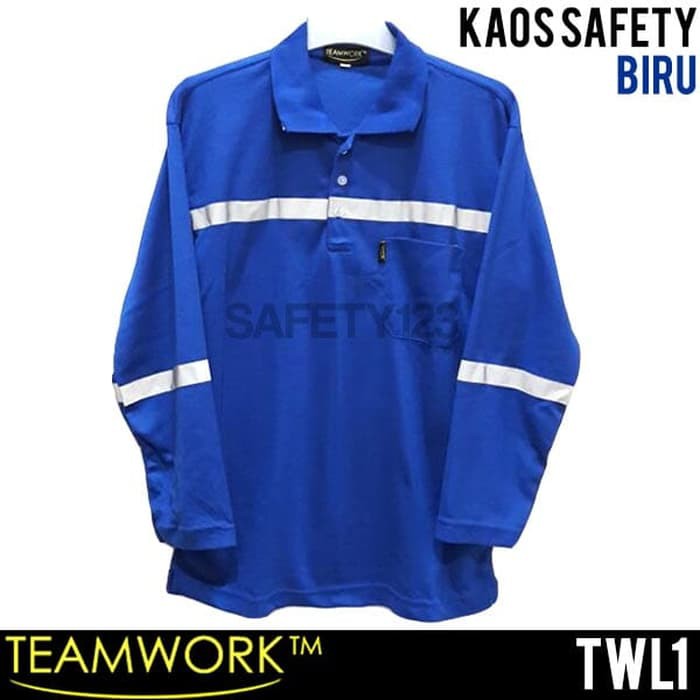 TERMURAAH TWL1 TeamWork Kaos Safety Polo Lacoste Kaus Kerah Kerja Scotlite BIRU - Biru- M .